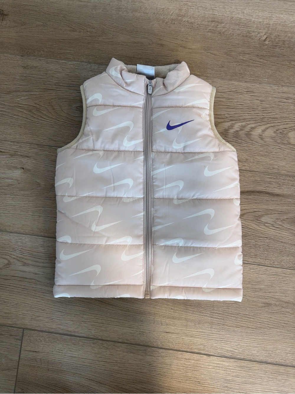 Nike Light Pink Quilted Vest with Black Logo